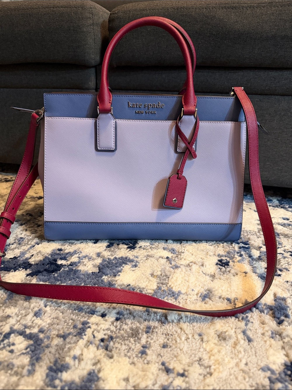Kate Spade Cameron Large Satchel Frozen Lilac Colorblock Leather Bag
